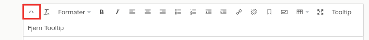 Rich Text Editor formateringslinje, se HTML
